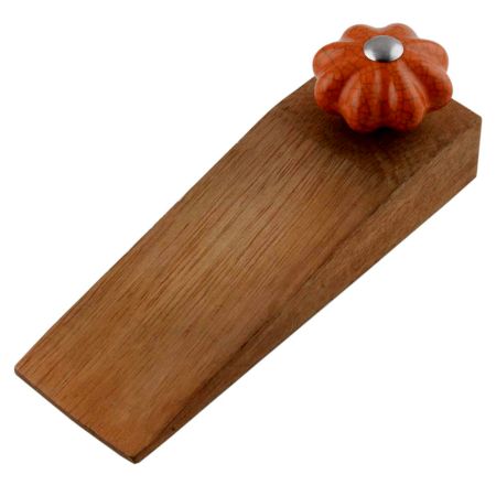 Orange Crackle Melon Ceramic Wooden Door Stopper